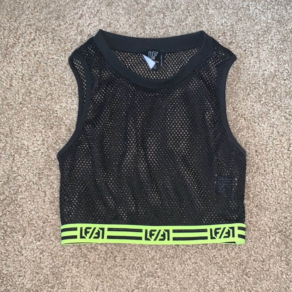 LF black mesh crop top
